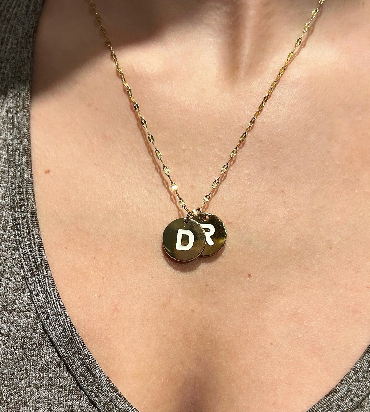 Gold Initial Necklace | QR Code Engravable