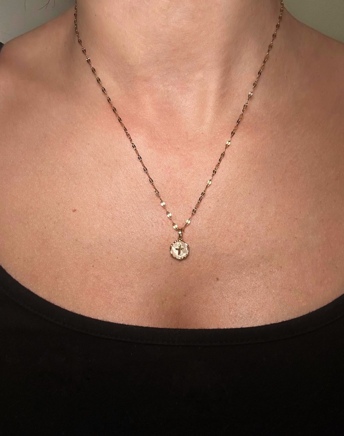 18k Gold Plated Mini Cross Necklace | QR Code Engravable