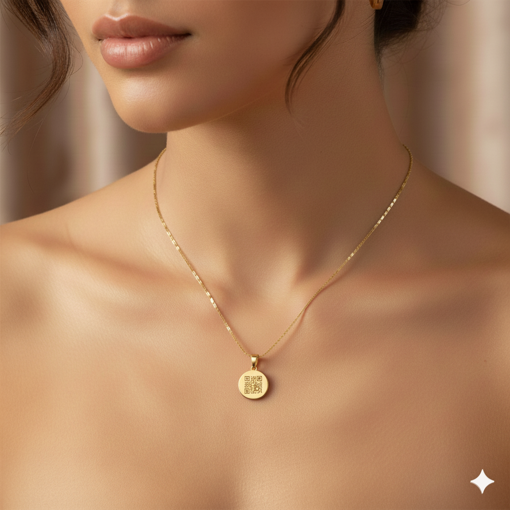 18k Gold Plated Mini Cross Necklace | QR Code Engravable