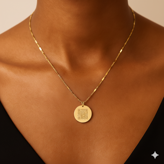 Gold Initial Necklace | QR Code Engravable