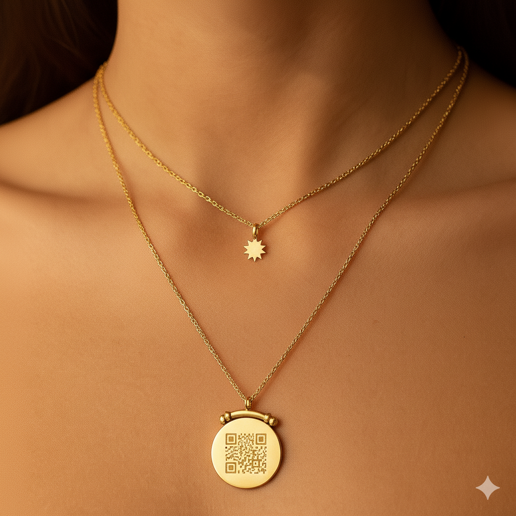 Luna Moon Necklace | QR Code Engravable