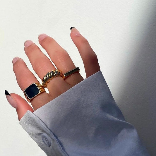 Black Onyx Adjustable Ring