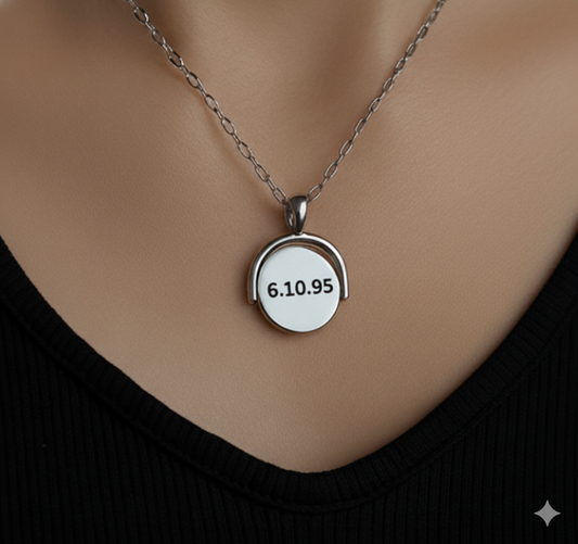 Rotatable Date Necklace | QR Code Engravable
