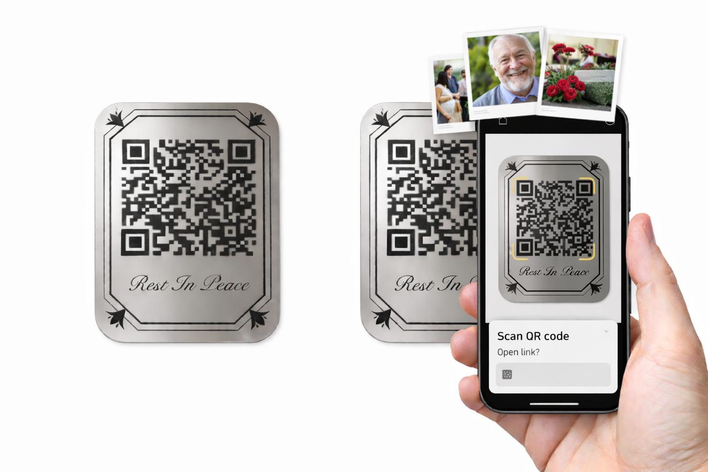 Headstone QR Code Plaque | Scan to View Memorial Photo or Video Tribute