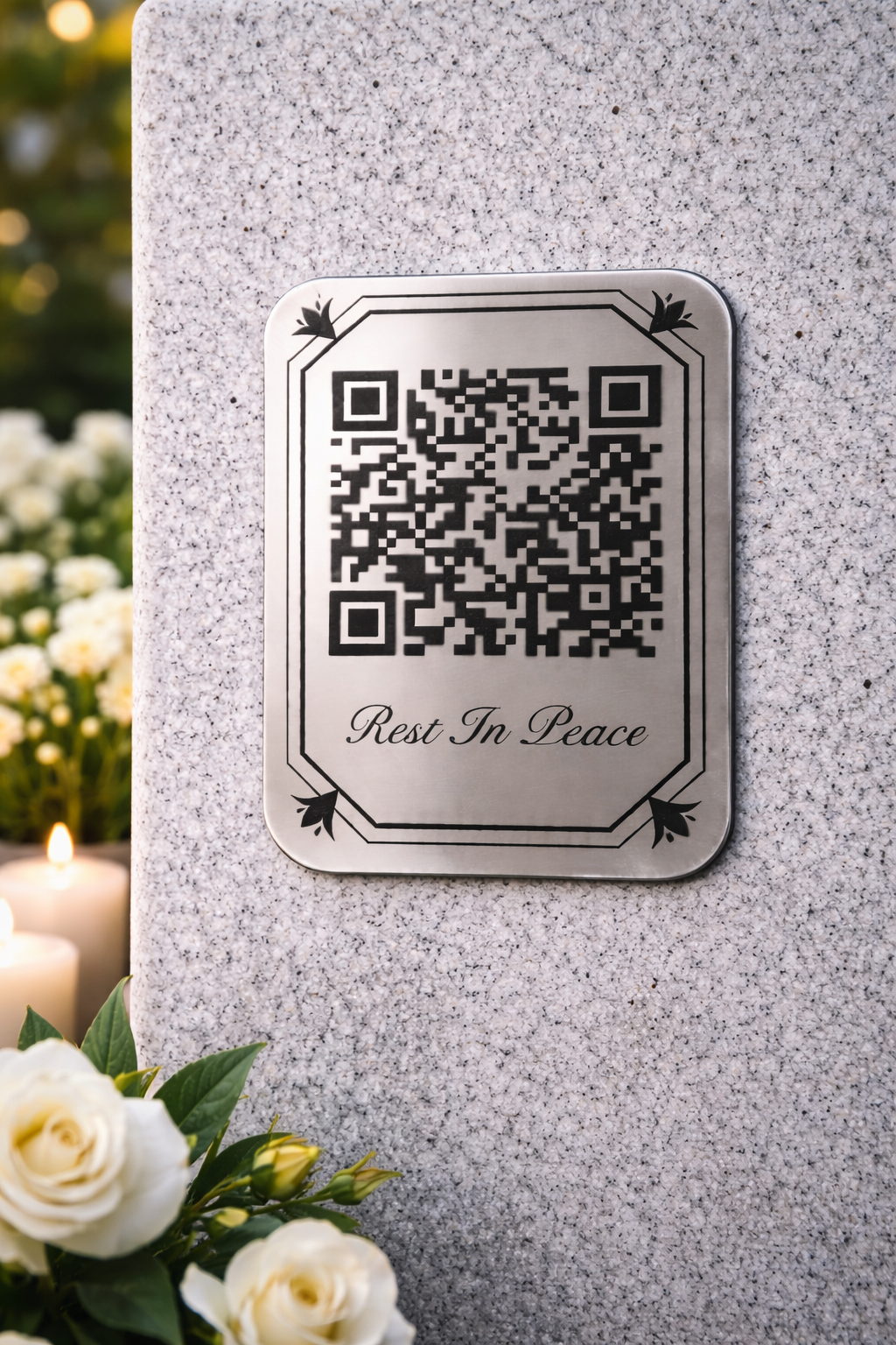 Headstone QR Code Plaque | Scan to View Memorial Photo or Video Tribute