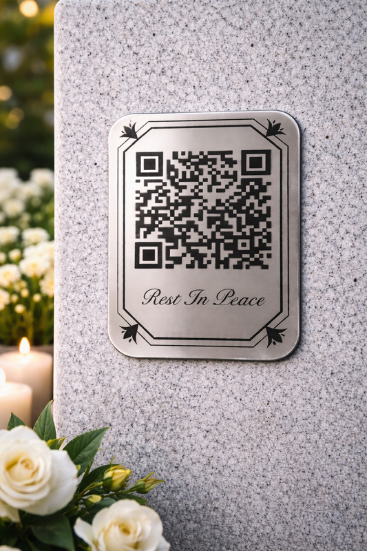 Headstone QR Code Plaque | Scan to View Memorial Photo or Video Tribute